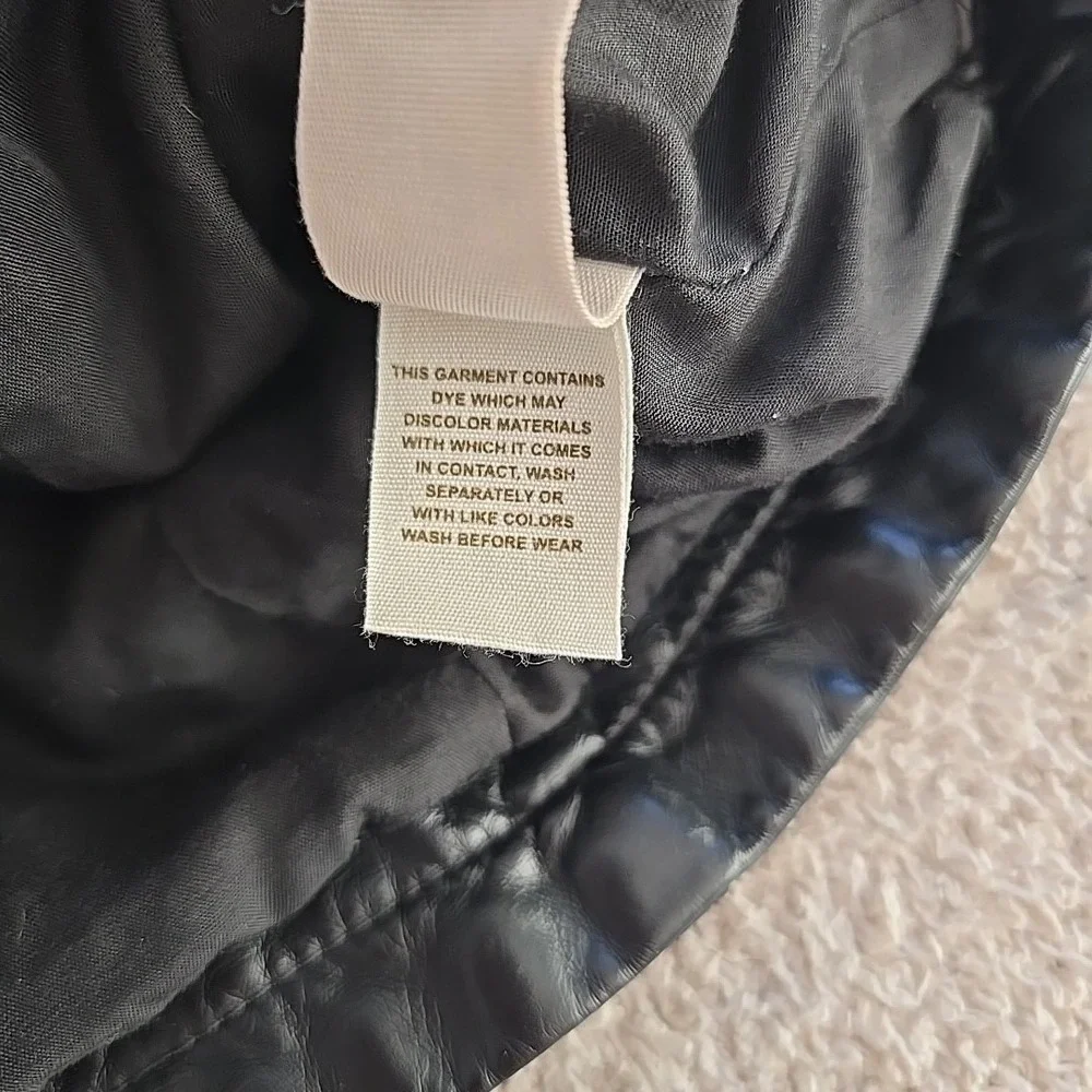 Free‎ People Soft Leather Jacket Moto Bomber Detachable Hood Black Size 4